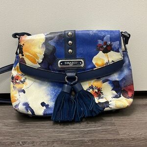 Sharif 1827 Watercolor Poppy Crossbody Bag Floral Print Like New